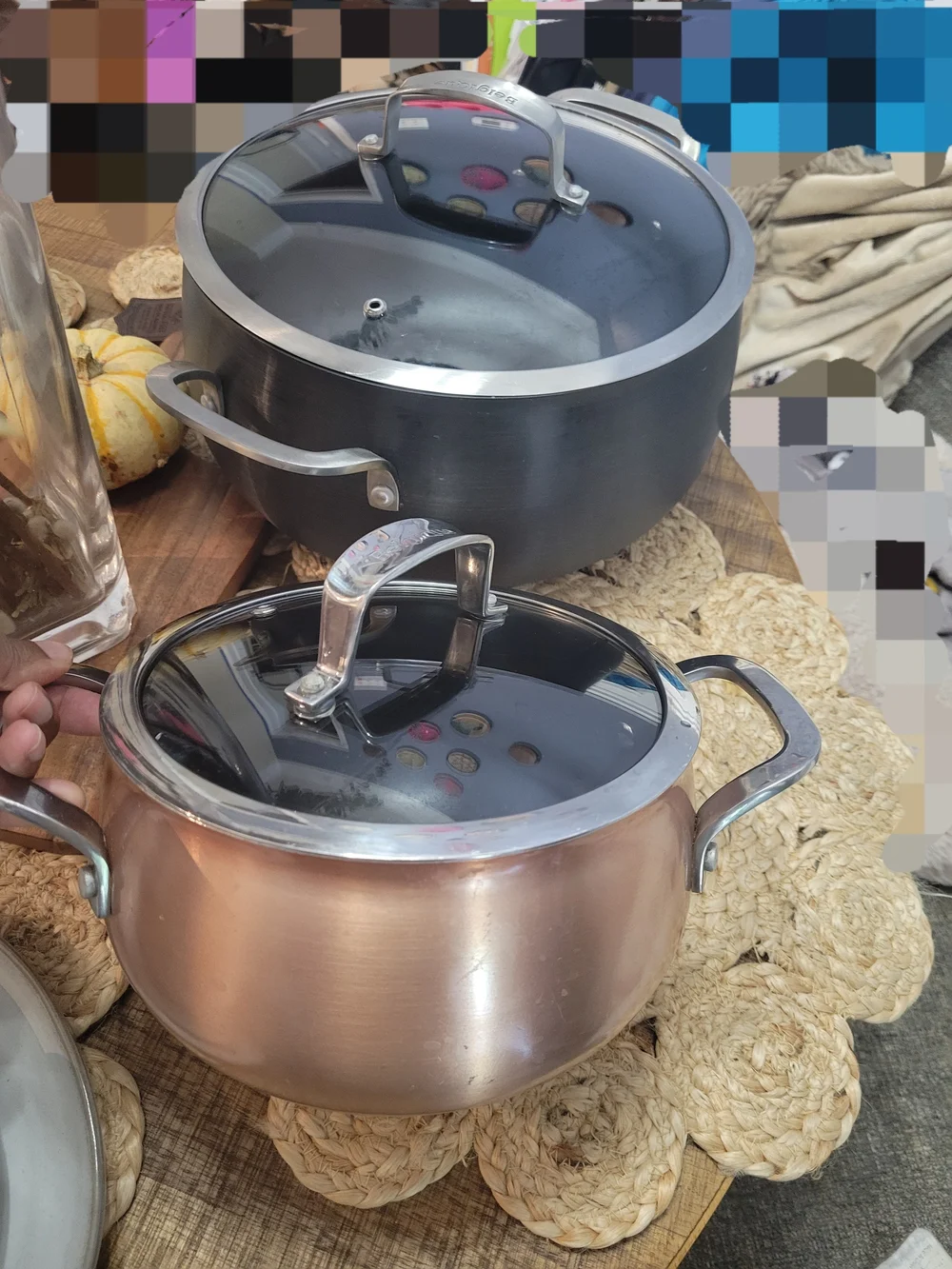 Copper-Tone Stainless Steel Soup Pot with Glass Lid